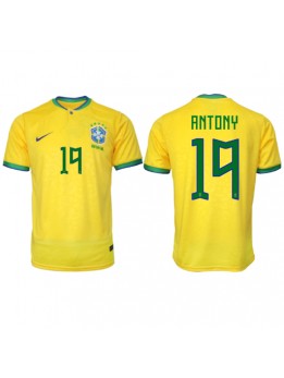 Moški Nogometna dresi replika Brazilija Antony #19 Domači SP 2022 Kratek rokav